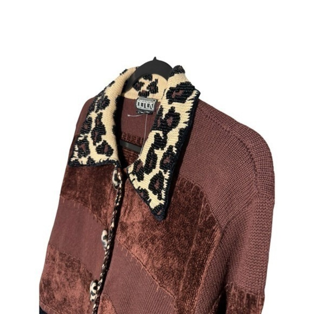 Berek Cardigan Womens L Leopard Print Button Up Art To Wear Statement Jacket - Picture 4 of 16